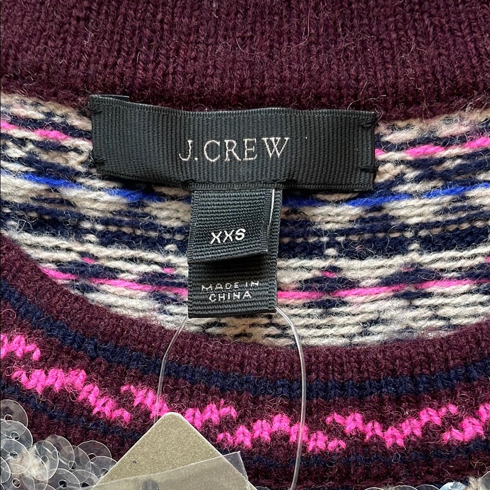 NWT J Crew 100% wool Fair Isle Sequined Sweater - Picture 4 of 9